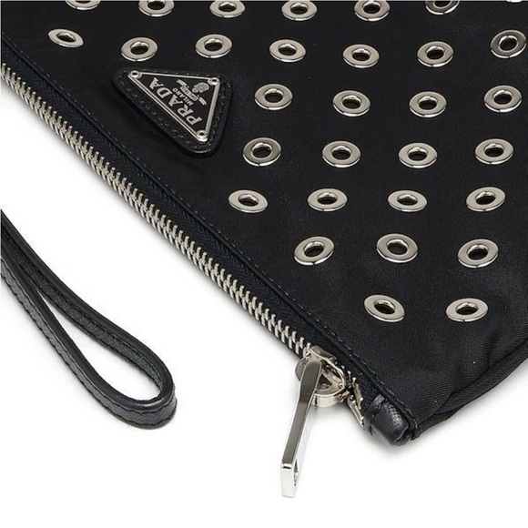 Prada Black Wristlet with Silver Eyelets - Picture 6 of 12